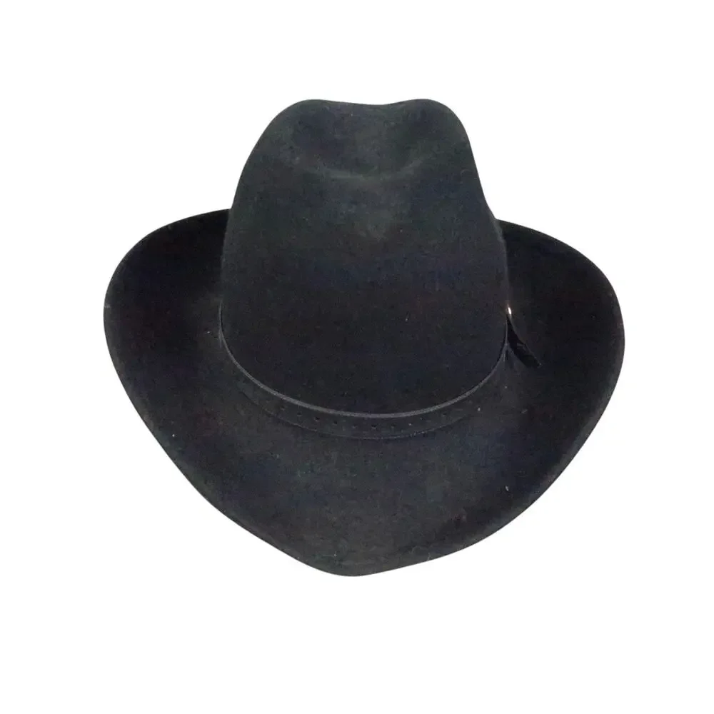 Vintage 60s Coralie Black Felt Wool Fedora Hat - Picture 4 of 7